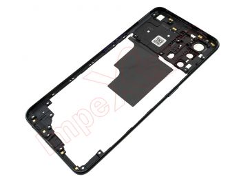 Front / central housing with Prism black frame and NFC antenna for Oppo A74 4G